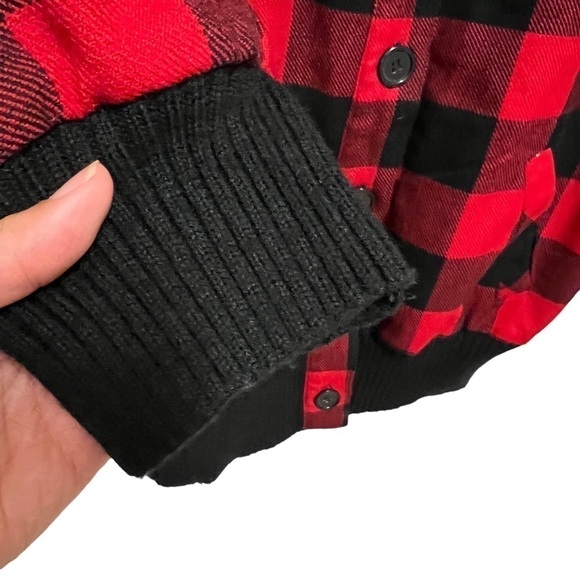 Torrid Buffalo Plaid Sweater Jacket, Cinched Waist, Size 3 - Picture 7 of 14